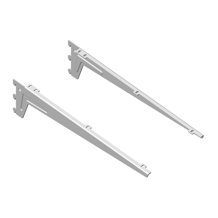 Set 2 bucati suport vinclu, pentru rafturi, material metal, culoare alb, 480 mm