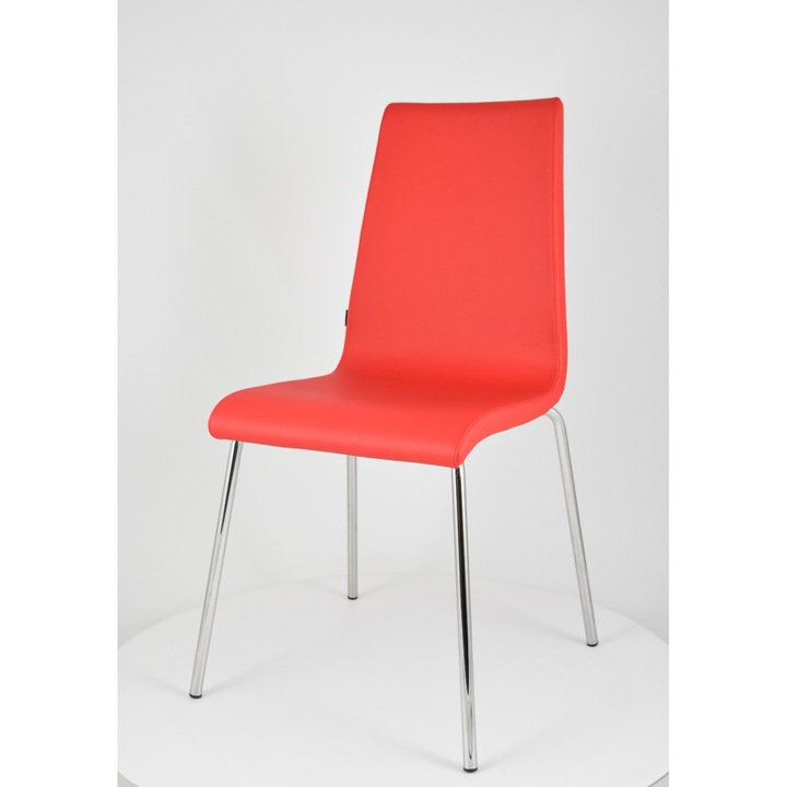 Scaun Madrid, Otel cromat, t m c s, Tapitate cu piele ecologica, Rosu
