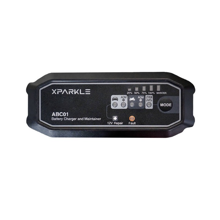 Incarcator auto ABC01, Xparkle, 100-240V, 170 x 65 x 37,5 mm, Negru