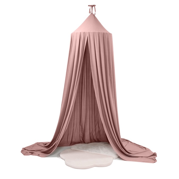 Cort baldachin pentru copii, Ikonka, suspendat, multifunctional pentru patut copii / loc de joaca, lungime 290 cm, diametru cadru 70 cm, pink
