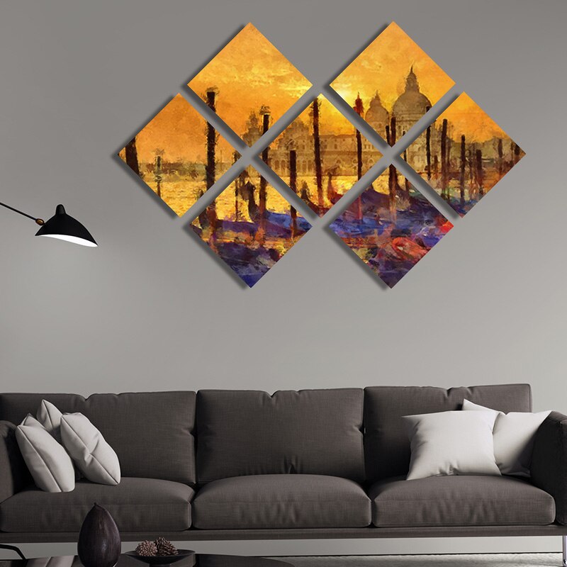 Декорация за стена ARTECO design Маслен Град, 7 части, Канава 100% ...