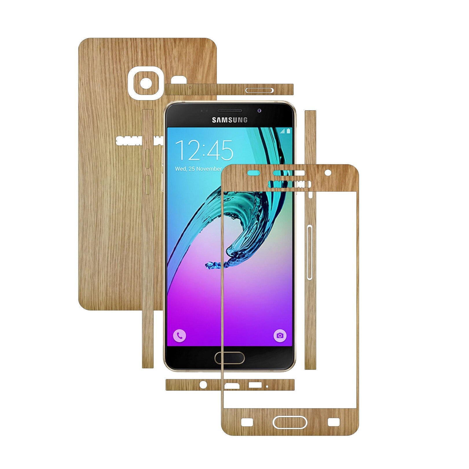 Folie de protectie Full Body Carbon Skinz, Acoperire Totala, Lemn Stejar pentru Samsung Galaxy A5 2016 & Duos