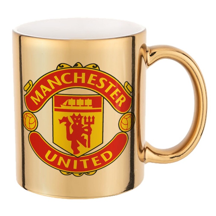 Cana cu oglinda, Friends, Manchester United F.C., 330 ml, Auriu