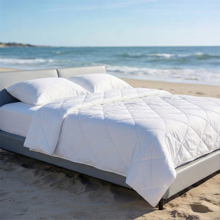 Pilota vara HappyNest, 220x240 cm, cu 100% puf de gasca, Husa bumbac OEKO TEX