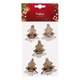Clestisori Lemn Craciun, Model Brad si Stele, 5cm, Set 5 Bucati, Rosu Bej