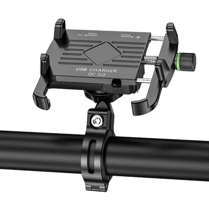 Suport telefon pentru Atv, Moto, Bicicleta, strangere manuala, incarcare USB