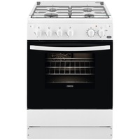 Aragaz Zanussi ZCG612K1WA, Gaz, 4 arzatoare, Grill, Autocuratare catalitica, Aprindere electrica, 59 l, 60 cm, Alb