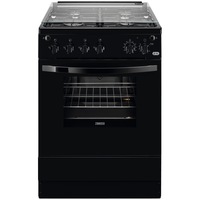 Aragaz Zanussi ZCG612K1BA, Gaz, 4 arzatoare, Grill, Autocuratare catalitica, Aprindere electrica, 59 l, 60 cm, Negru