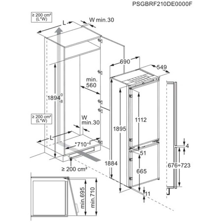 Combina frigorifica incorporabila AEG NSC7G751ES, 376 l, NoFrost, Control electronic, 189 cm, Clasa E