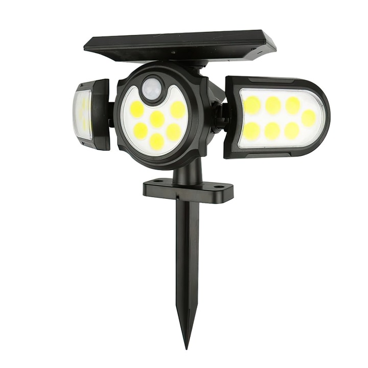 Napelemes lámpa, mozgásérzékelővel, LED lámpa, elem, Naimeed D4319, 140 COB LED, 26,5x5x9