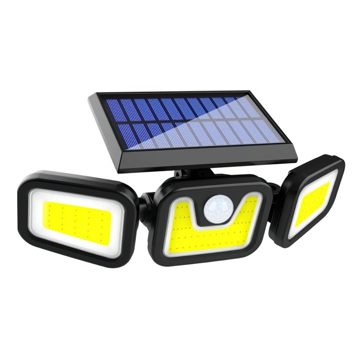 Napelemes lámpa, mozgásérzékelővel, LED lámpa, elem, Naimeed D4347, 100 COB LED