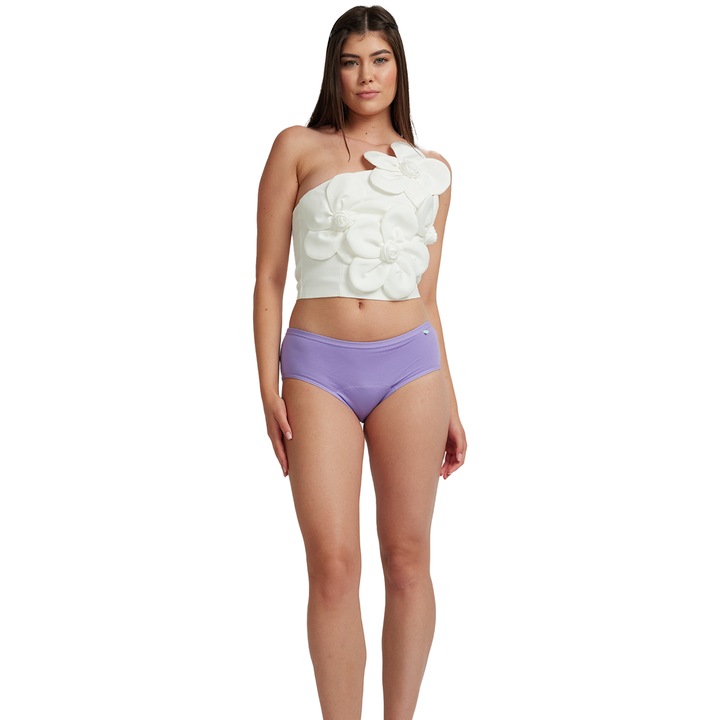 Менструални бикини FEMIEKO IDA, органичен памук, високо усвояване, Лилав, S