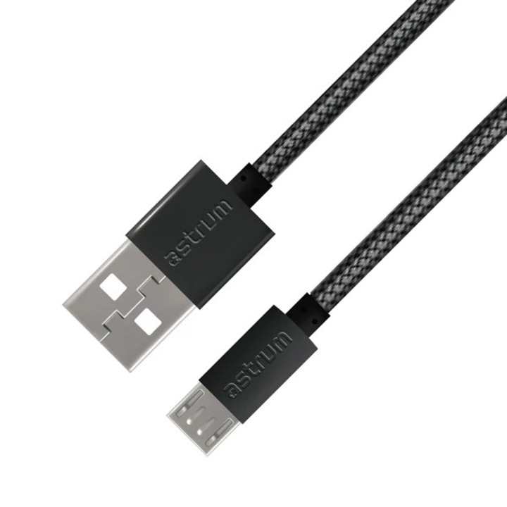 Astrum Verve UM30 USB - micro USB bliszteres erősített adatkábel 2.0A, 1.0M fekete