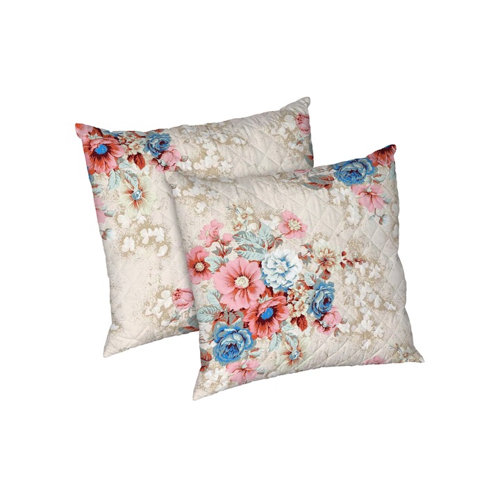 Set 2 perne Bouquet, microfibra matlasata Alcam, 70x70 cm, multicolor