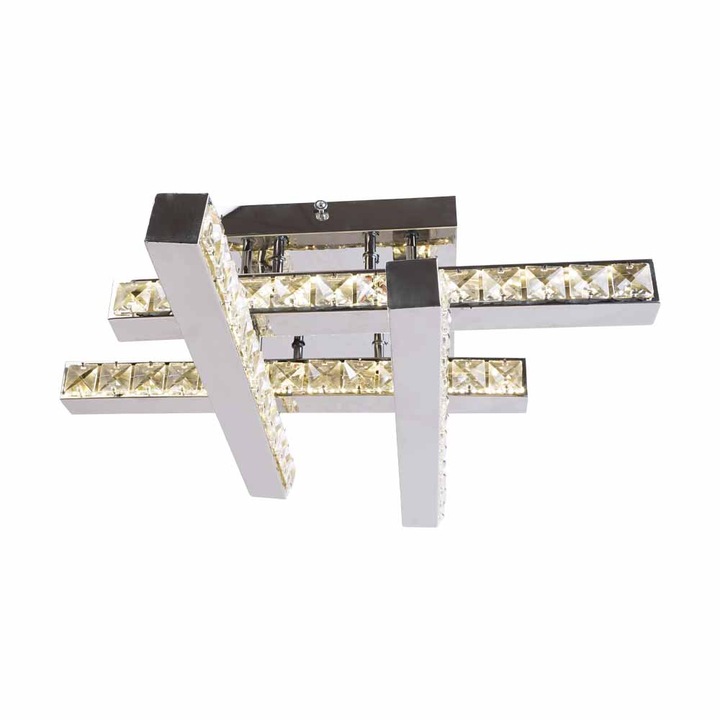 LED полилей Lightex ALINA, 40W, 4000K, 2600lm, 520x520мм, Стомана+кристал