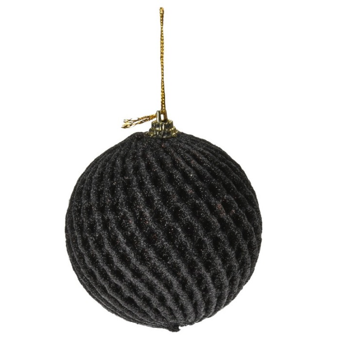 Globe Xmas glitter, Ø10 cm, polisztirol, fekete