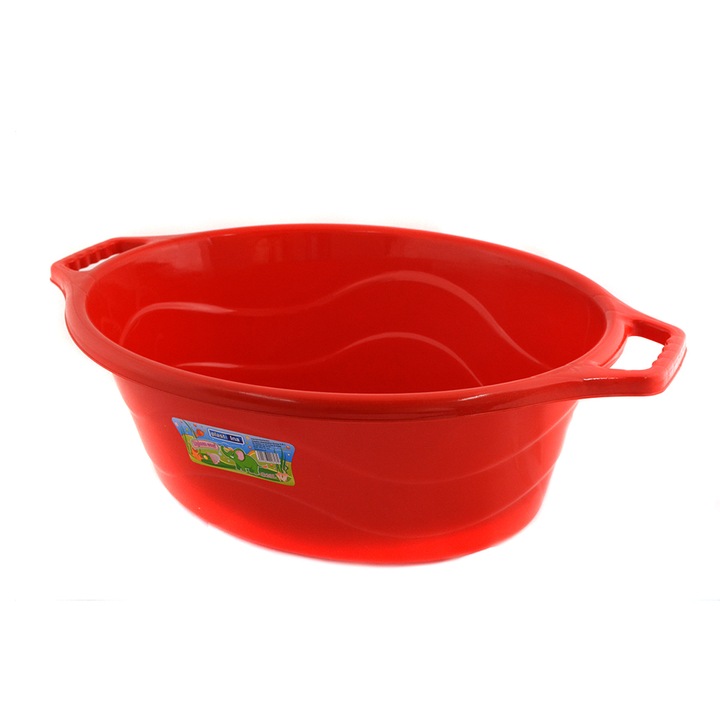 Lighean Plastina, forma oval cu maner 20 l, culoare rosu