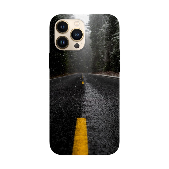 Husa compatibila cu Apple iPhone 14 Pro Max model First snow fall on road, Silicon, TPU, Viceversa