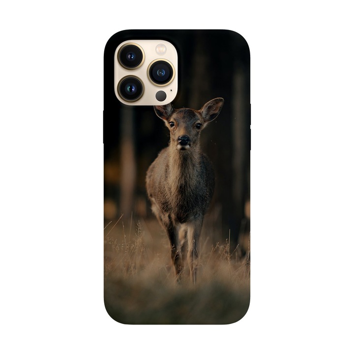 Husa compatibila cu Apple iPhone 14 Pro Max model Curious deer, Silicon, TPU, Viceversa