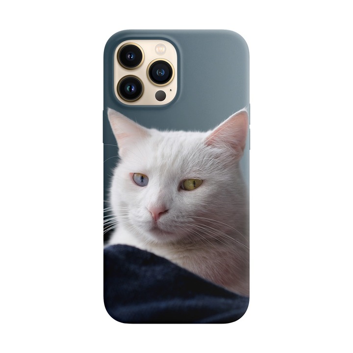 Кейс съвместим с Apple iPhone 15 Pro Max модел Heterochromia cat, силикон, TPU, обратното