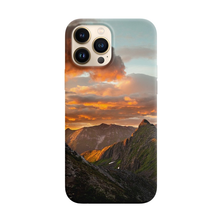 Husa compatibila cu Apple iPhone 15 Pro model Drone Shot of a Mountain Range, Silicon, TPU, Viceversa