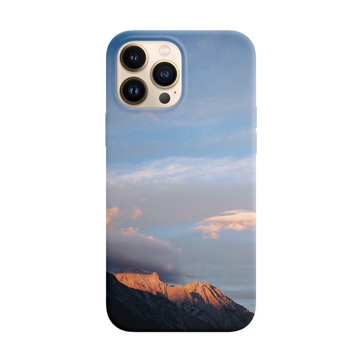 Husa compatibila cu Apple iPhone 14 Pro model Mountain range under clouds, Silicon, TPU, Viceversa