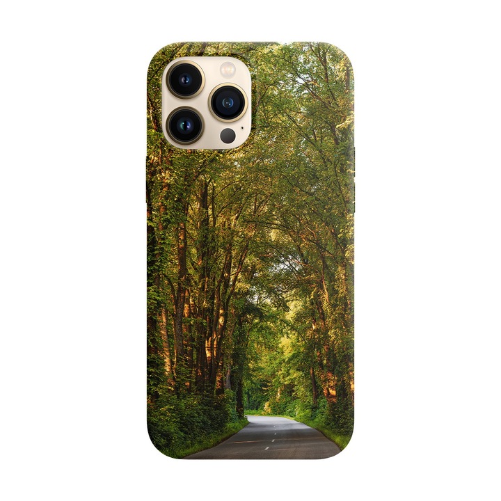 Husa compatibila cu Apple iPhone 14 Pro Max model Paved forest road, Silicon, TPU, Viceversa