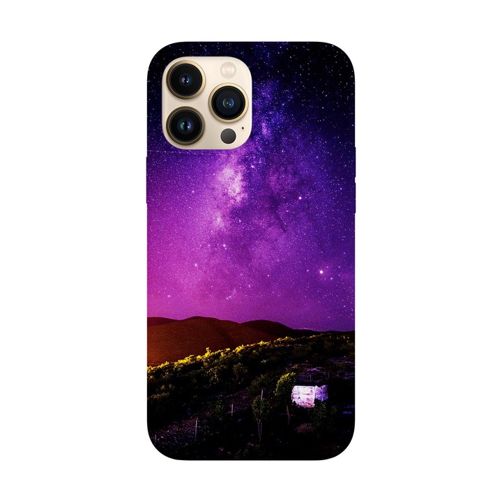 Husa compatibila cu Apple iPhone 14 Pro model Purple night sky, Silicon, TPU, Viceversa