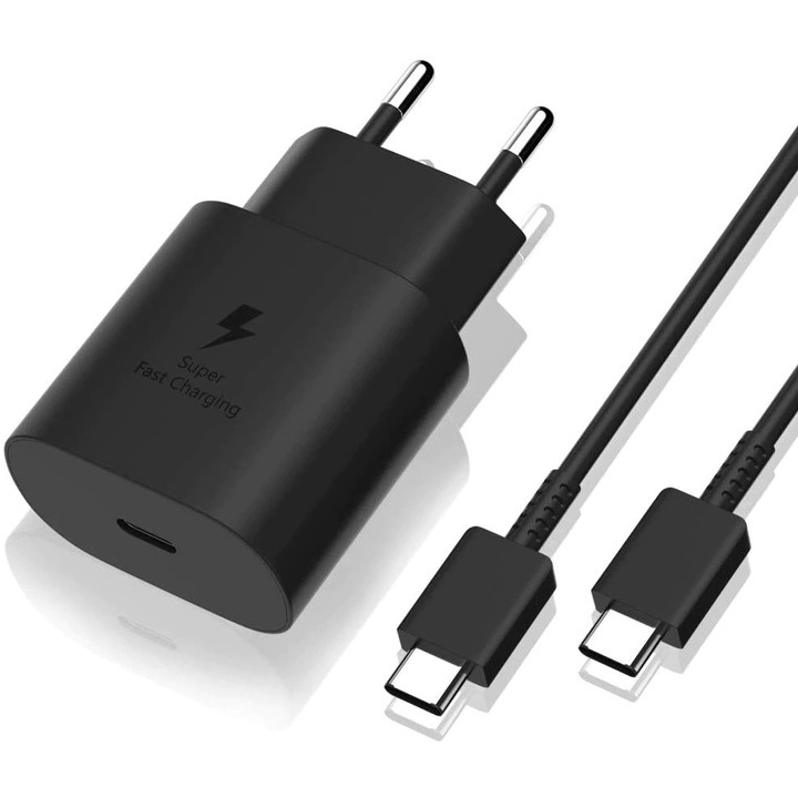 Incarcator Universal 25 W USB-C + Cablu Type-C, Leski, Negru