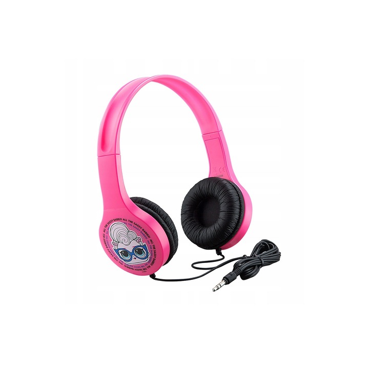 Casti on ear Ll-v126 L.O.L. Surprise, cu fir, pentru copil, negru si roz