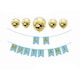 Set 5 baloane confetti auriu x banner LA MULTI ANI albastru