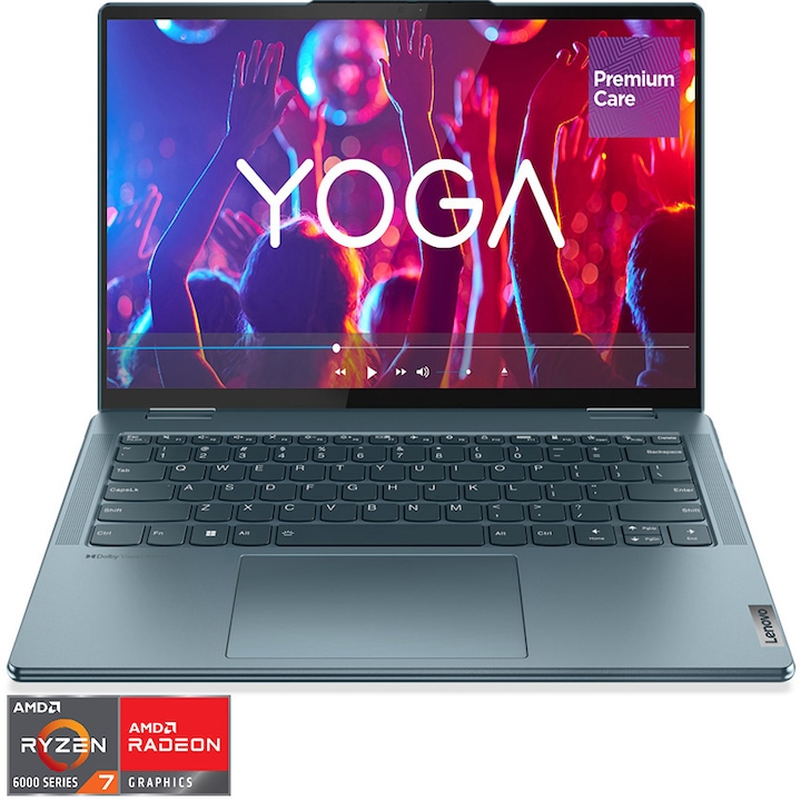 Lenovo Yoga 7 14ARB7 ultrahordozható laptop AMD Ryzen™ 7 6800U processzorral 4,70 GHz-ig, 14", 2,8K, OLED, Touch, 32 GB, 1 TB SSD, AMD Radeon 680M Graphics, Windows 11 Home, Stonesite Premium, 3y Gondoskodás
