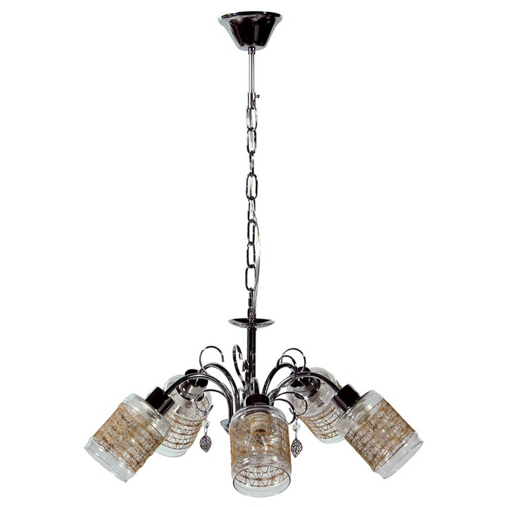 Lustra ARlight, E14, 60 x 26 cm, Metal, Sticla, Negru, Galben