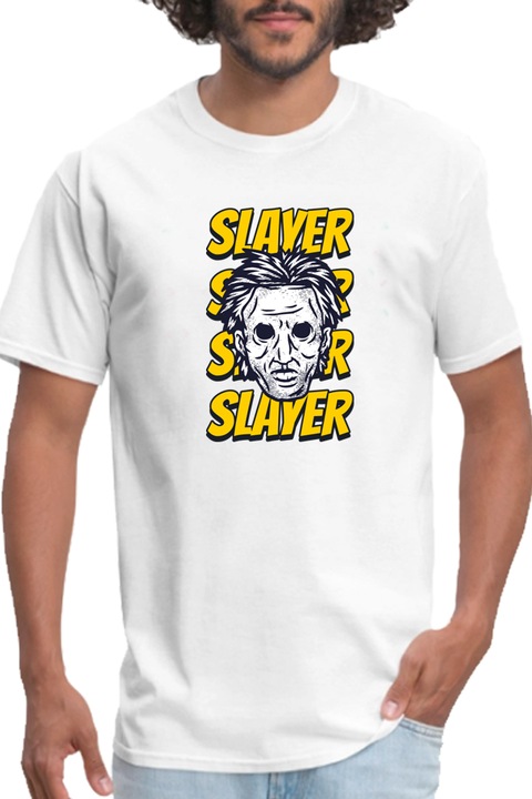 Egyedi férfi póló "Slayer", fehér, XL