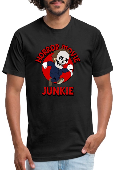 Egyedi férfi póló "Horror movie junkie", fekete, S