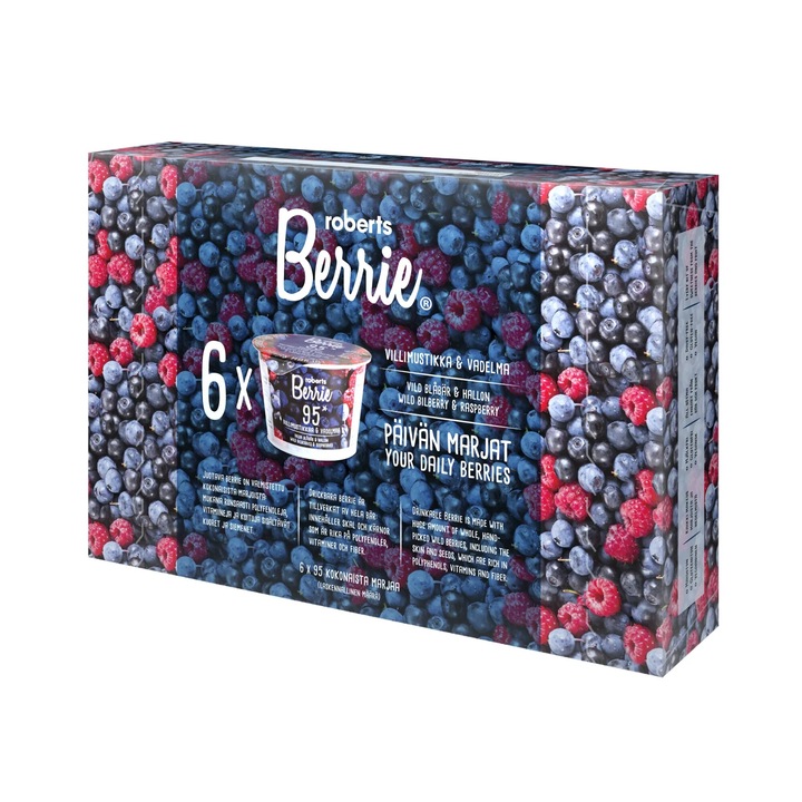 Berrie - Vad fekete áfonya & málna gyümölcsital egész bogyós gyümölcsökből - 6-pack