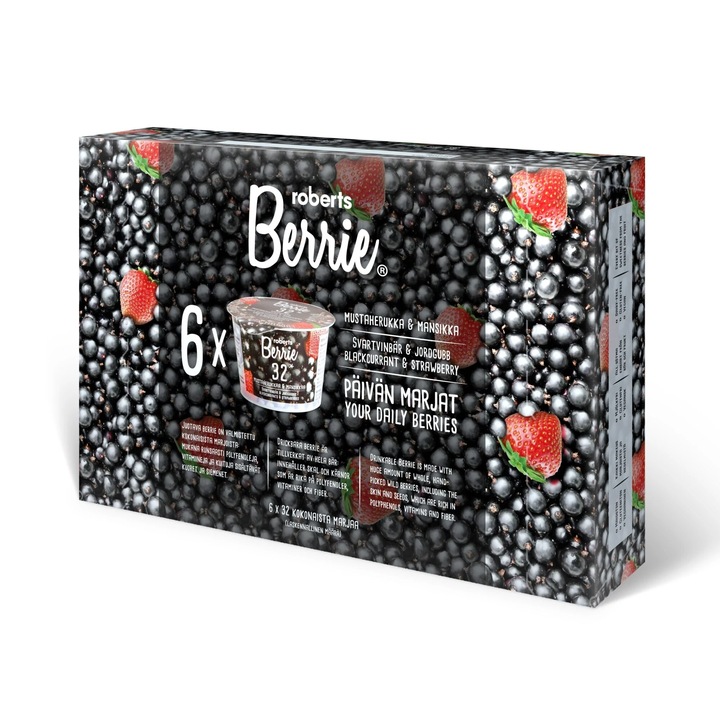 Berrie - Feketeribizli & szamóca gyümölcsital egész bogyós gyümölcsökből - 6-pack