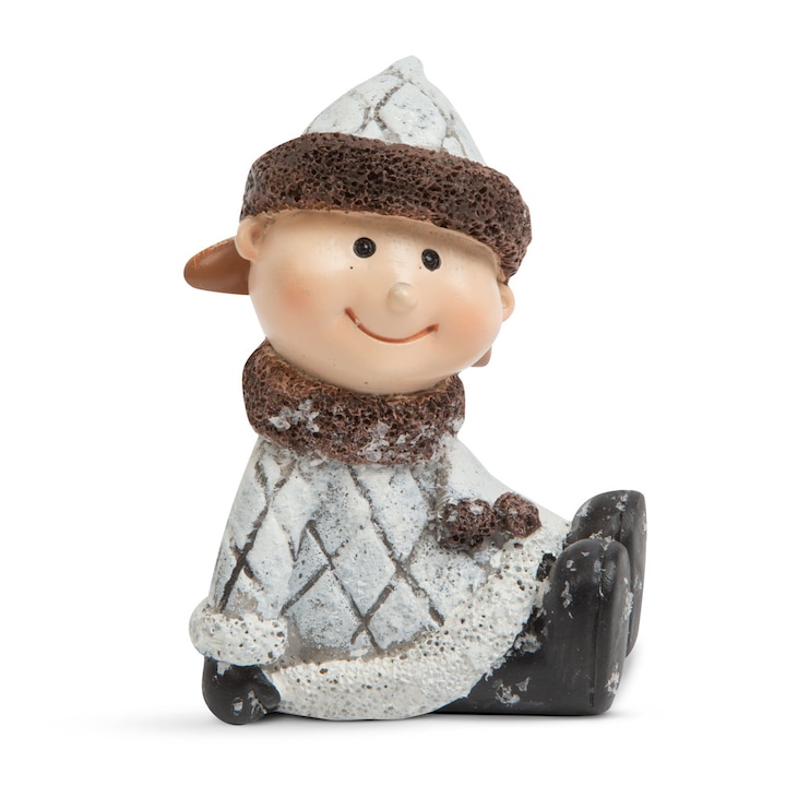 Karácsonyi dekor kerámia figura, havas kislány (58274A)
