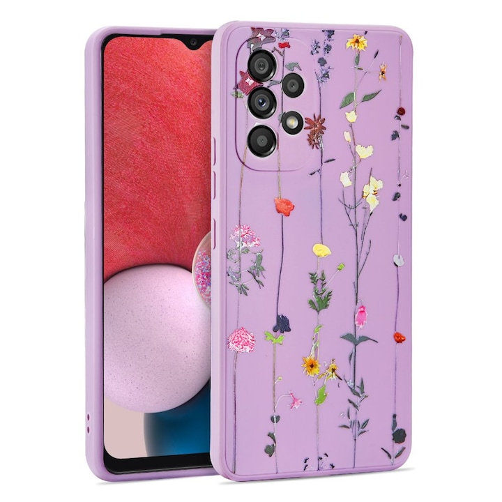 Telefontok Samsung Galaxy A13 (A135F) - Viola virágos kert hátlap tok