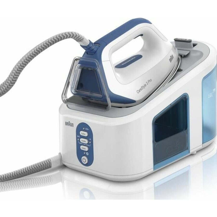 Statie de Calcat Braun CareStyle 3 Pro IS 3157, 2400 W, 6.8 bar, 2 L, Alb/Albastru