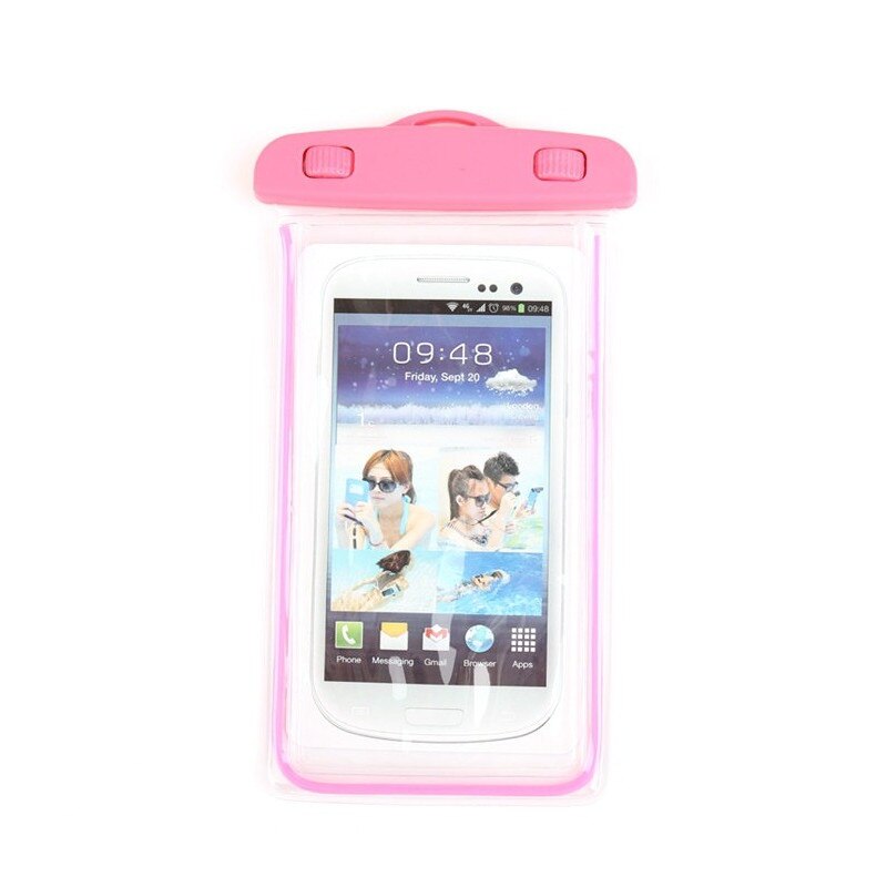 Husa subacvatica waterproof glow in the dark, lumineaza in intuneric, Roz