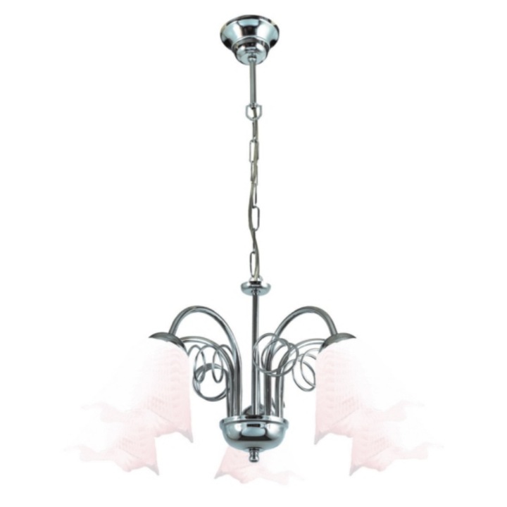 Candelabru ARlight, E14, Sticla, Metal, Alb, Argintiu