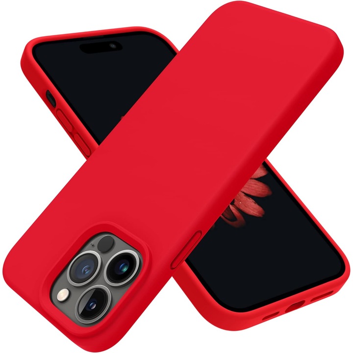 Защитен калъф, съвместим с iPhone 14 Pro, пълна защита за камери 360 TPU Cover New Ultra Thin Shockproof 4K HD Red
