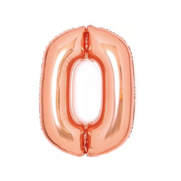 Rose Gold 0-ás szám fólia lufi 66cm