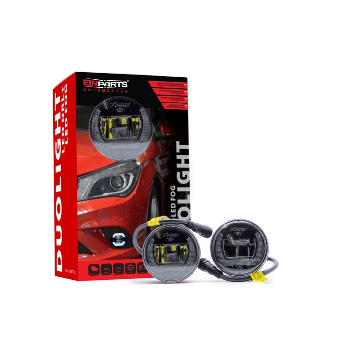 LED дневни фарове и фарове за мъгла EinParts Automotive, 6000K, 9V-32V, 10W, Бял