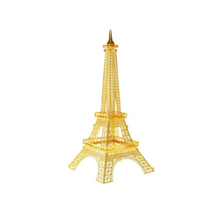 3D пъзел, Jokomisiada, Метал, Айфелова кула, 10.8 x 4.5 x 4.5 см, злато