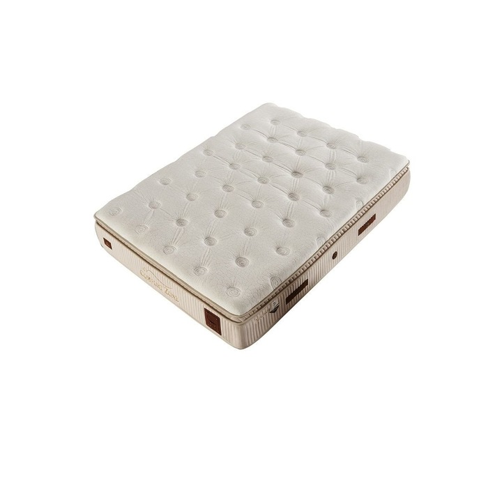 Saltea Ortopedica, Confort Zone, cu arcuri impachetate individual si spuma cu memorie, cu doua zone de confort, crem, 180x200x33 cm