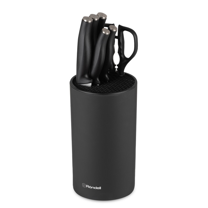 Set de cutite RONDELL RD-1582 Florett, set 5 buc, 20 cm, Inox, Plastic, Negru