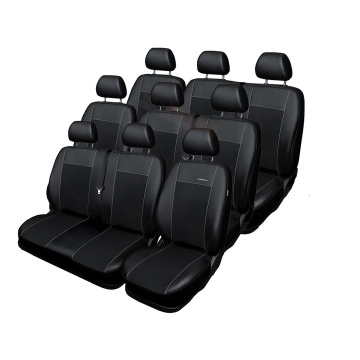 Set 9 huse scaun pentru Renault Trafic 3 2014-2020, Piele Ecologica, Negru