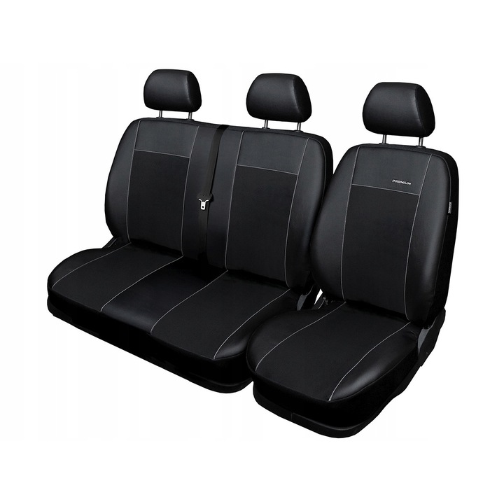 Set 3 x Husa scaun auto, Piele ecologica, Compatibil cu Peugeot Boxer 1994-2006, Negru